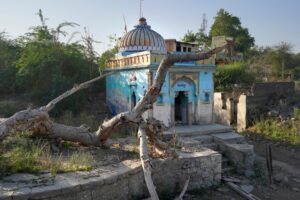 Remnants of Nilkanth Mahadev Temple resurfaced from Sardar Sarovar Dam waters in Nisarpur village in Madhya Pradesh, Photo Credit_ Rohit Jain for Oral History Narmada