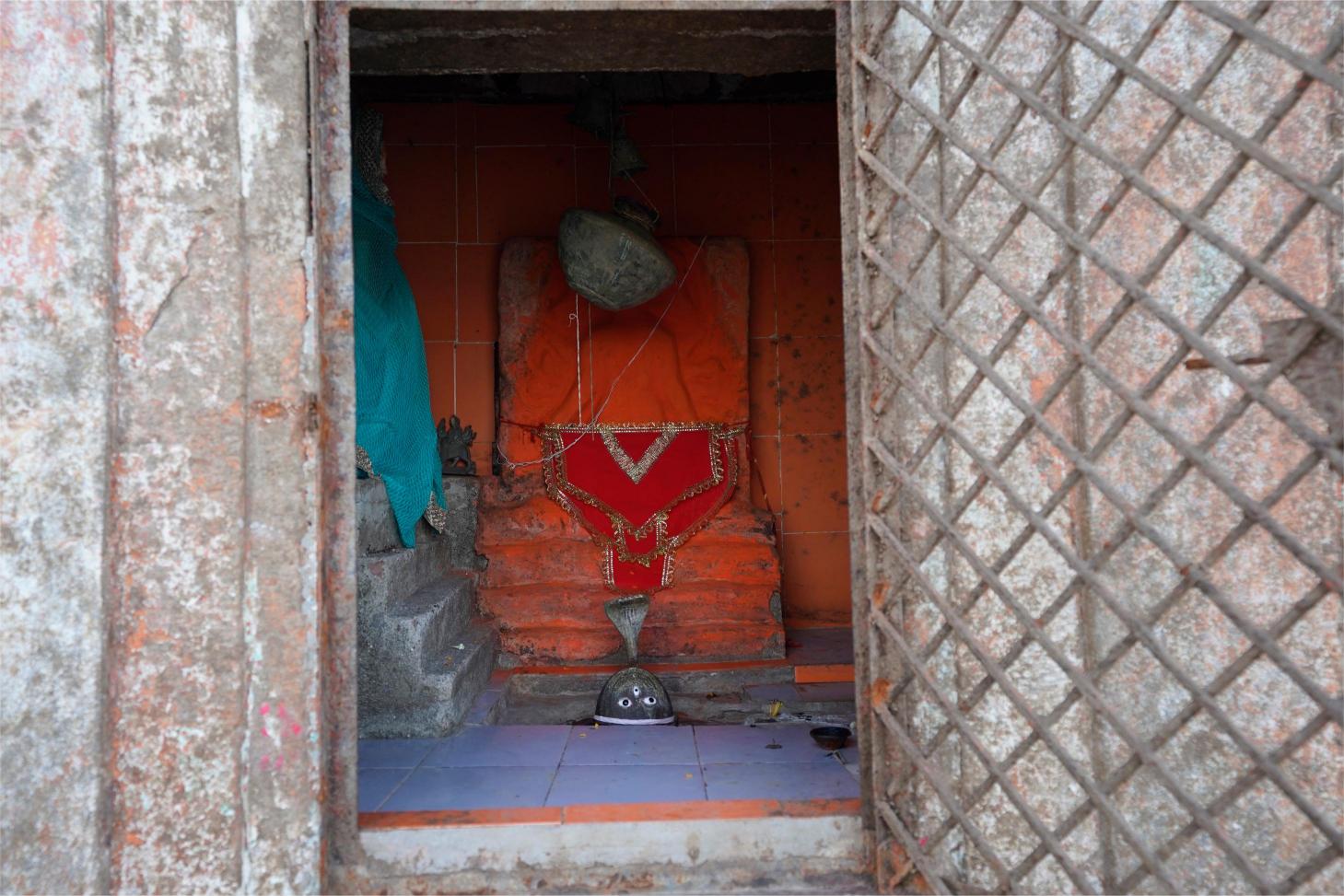Resurfaced Bholenath temple as Sardar Sarovar Dam waters recede in summer in village Sondul in Madhya Pradesh, Photo credit_ Rohit Jain for Oral History Narmada